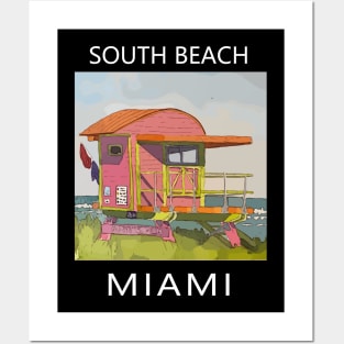 South Beach Lifeguard Tower in Miami Florida - Welshdesigns Posters and Art
